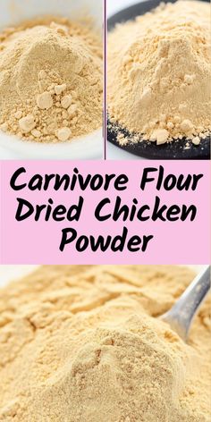 three pictures showing how to make the best carnivore flour for fried chicken