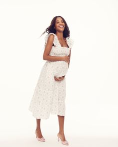 While every dress that includes our proprietary Nap smocking has some degree of flexibility, we handpicked our very favorite styles that work for maternity, postpartum, and beyond. Trust us, we have a lot of babies at HHH HQ. A note to our Nap Dress Nation Besties: we didn't change anything to make this dress "maternity-friendly"; it's the same product you know and love. We just wanted to make it a little more clear to new customers with this separate page! The Ellie Nap Dress®Meet the wear-everywhere Nap Dress®.  It’s our signature garment; soft, comfortable, and pretty enough to wear all day and night. The Ellie is an A-line Nap Dress® with our proprietary, elasticated Nap Smocking, ruffled shoulders, tiered midi skirt, and pockets.Inspired by 17th-century French textiles and delicate ga French Textiles, Hill House Home, Nap Dress, Blue Peonies, Tiered Midi Skirt, Dress Maternity, Tie Front Dress, Peonies Bouquet, Hill House