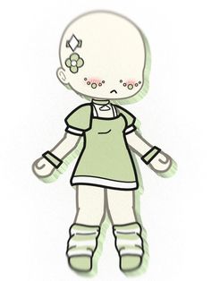 a drawing of a doll with green and white clothes