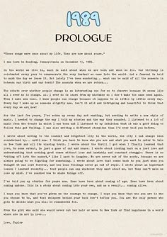 an old letter that has been written in blue and black on white paper with the words prologue