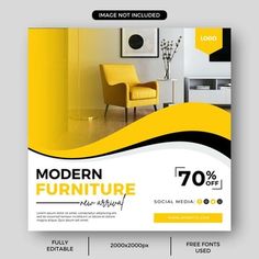 a yellow and black flyer for furniture store