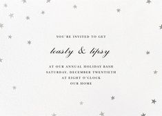 a white and silver star pattern is featured on the front of this holiday party card