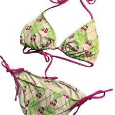 Star Swimsuit, Pretty Swimsuits, Plaid Bikinis, Green And Pink, Pink Plaid