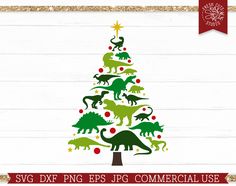 dinosaur christmas tree svg cut file