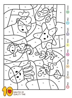 the color by number coloring page for kids