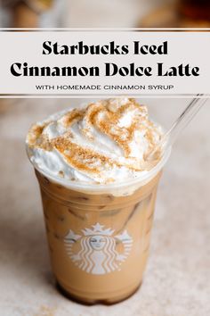 starbucks iced cinnamon dolce latte with homemade cinnamon syrup