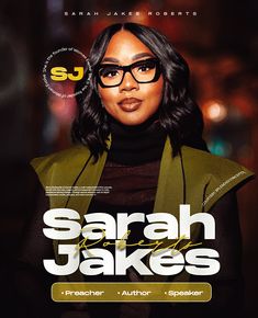 the poster for sarah james's upcoming show, in which she is wearing glasses