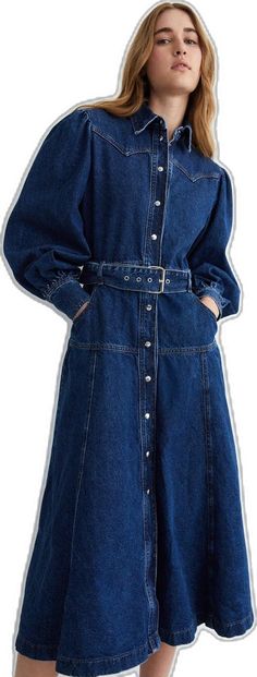 Denim Dress Long Sleeve, Denim Shirt Dress Outfit, Looks Total Jeans, Denim 2024, Denim Dress Outfit, Shirt Dress Outfit, Denim Maxi Dress, Denim Midi Dress, Denim Dresses