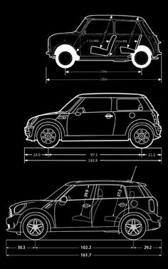 an image of a car that is blueprinted and has the measurements for it