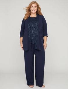 Plus Size Pant Suits, Formal Pant Suits, Formal Pant, Elastic Waist Jeans, Pant Suits, Lace Pants, Lace Neckline, Wedding Picture, Pant Suit