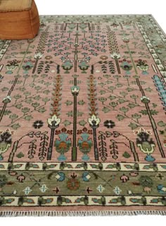 This Hand-Knotted Rug has been Made with Handspun Wool. The beautiful colors of the rug carry a legacy of the famous Heriz rug, the traditional design of the rug completes your space without making it look busy. Heriz rugs are durable and can last for decades if treated right. Hand-Knotted Made with Wool Color: Pink and Beige Made with 22 knots per square inch Made to order in 30 days - 45 days Heriz rugs have been made for centuries and carry a tradition and art. This specific rug is made in In Olive And Pink Rug, 9 X 12 Area Rugs Bedroom, Beautiful Area Rugs, Rug Inspiration Living Room, Cool Living Room Rugs, Southwestern Rugs Living Room, Vintage Pink Rug, Rug In Kitchen Ideas, Living Room Without Rug