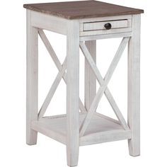 Adalane Accent Table - QK1084700_ASHL_AFR_OL White Table Top, White Side Tables, Counter Height Table, American Furniture, End Tables With Storage, Vintage Vibe, Grey Wood, Ashley Furniture, Nebraska Furniture Mart