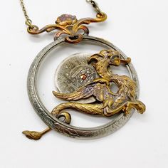 BellaDonna, Dragon Necklace - The Victorian Magpie Time Turner Necklace, Moon Goddess Necklace, Vintage Assemblage Jewelry, Bronze Dragon, Hummingbird Necklace, Cosplay Jewelry, Rabbit Pendant, Pocket Watch Necklace, Steam Punk Jewelry