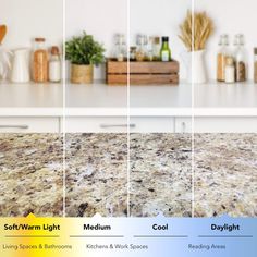 the different types of counter tops in a kitchen