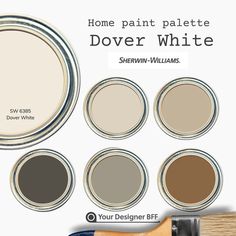 the paint palette is white and has six different colors, including brown, beige, and gray