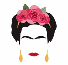 an image of a woman with flowers on her head and hair in the shape of roses