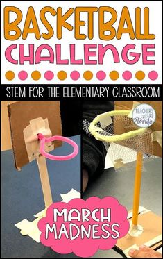 Basketball Stem, Basketball Challenge, March Stem, Spring Stem Activities, Stem Challenges Elementary, Elementary Stem, Stem Camp, Stem Club, Steam Lessons