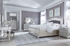 Coralayne Dresser and Mirror B650B7 Master Bed Cases By ashley - sofafair.com Silver Bedroom Furniture, Idea Bilik Tidur, Reka Bentuk Bilik Tidur, Design Seed, Silver Bedroom, Panel Bedroom, Hiasan Bilik Tidur, Queen Panel Beds, Upholstered Panel Bed