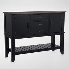 The Maxwell Server’s a must-have piece with long-lasting quality and an always-in-style silhouette. Its country-inspired design and clean lines make the perfect sit-and-eat essential for any home. | Maxwell Server with USB Charging in Black | by Value City Furniture Dining Room Buffet, Buffets & Sideboards, American Signature Furniture, Value City Furniture, Serving Table, City Furniture, Black American, Cabinet Furniture, Solid Hardwood