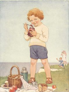 a little boy standing on top of a grass covered field