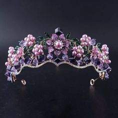 Purple Crystal Vintage Royal Queen King Tiaras and Crowns MenWomen Pageant Prom Diadem Ornaments Wedding Crown, bridesmaids gifts, prom by UStiaracrown on Etsy Princess Headdress, Diadem Wedding, Pearl Princess, Pageant Jewelry, Purple Crown, Flower Tiara