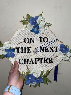 graduation cap idea: on to the next chapter First Gen Cap Ideas, Graduation Cap Ideas, College Graduation Cap Decoration, Grad Hat