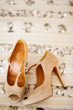 Fawn Suede T-Strap Heels | Birds of a Feather | Barely There - Fawn Brown and Blush Wedding Inspiration Looks Chic, Gucci Shoes