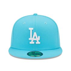 Upgrade your headwear collection with this stylish Los Angeles Dodgers Highlighter Logo 59FIFTY hat from New Era. The embroidered team logo and distinct colors give this cap a unique look that stands out for all the right reasons. Pair this hat with your favorite Los Angeles Dodgers tee and no one will question who you root for on game day. Officially licensed High Crown Six panels with eyelets Material: 100% Polyester Structured fit Fitted Brand: New Era Gray undervisor Imported Flat bill with Blue Flat Bill Baseball Cap For Spring, Blue Flat Bill Hats For Spring, Blue Snapback Hat With Flat Brim For Spring, Trendy Blue Hat With Flat Brim, Blue Flat Brim Snapback Hat For Spring, Blue Short Brim Snapback Hat For Spring, Blue Flat-brim Snapback Hat For Spring, Blue Snapback Hats For Spring, Blue Short Brim Baseball Cap For Spring