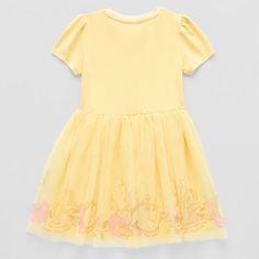 Get your little or big girl excited for magical playtimes wearing this Disney Collection Belle graphic tutu dress. This knee-length dress made from a soft stretch-knit and tulle features applique detail, short puffed sleeves, a Peter Pan collar and a pleated skirt, making it perfect for twirling. Team it with mary jane shoes or heeled sandals. Features: AppliqueCharacter: BelleNeckline: Crew NeckSleeve Length: Short SleeveDress Length: Knee LengthFiber Content: 95% Polyester, 5% SpandexFabric De Belle Tutu, Skirt Making, Tutu Dresses, Applique Dress, Dress Yellow, Jane Shoes, Puffed Sleeves, Big Girl, Tutu Dress