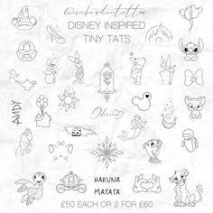 disney inspired tiny tats drawn on paper