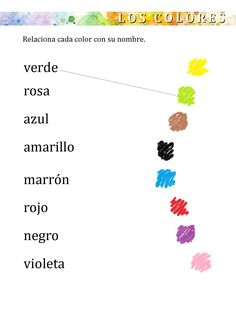 the spanish words are arranged in different colors