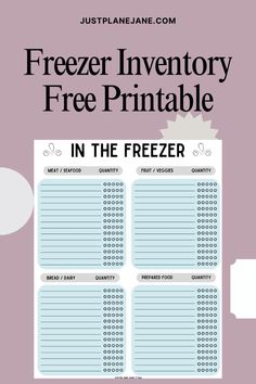 freezer inventory free printable in the freezer