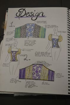 an open notebook with some drawings on it and instructions for how to make a top