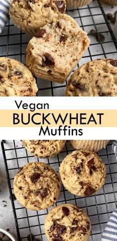 vegan buckwheat muffins on a cooling rack