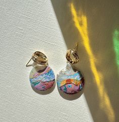 Fauvism Painting Earrings, Hand-painted Pearl Earrings, Henri Matisse, Handmade Jewelry, Custom Gift, One-of-a-kind Gift, Wearable Art - Etsy Multicolor Handmade Pearl Earrings For Gift, Multicolor Pearl Earrings As A Gift, Hand Painted Resin Earrings, Handmade Artsy Earrings, Artisan Drop Earrings With Artistic Design, Artistic Design Drop Earrings, Artsy Gold Round Earrings, Unique Multicolor Jewelry For Artistic Expression, Unique Artistic Design Earrings