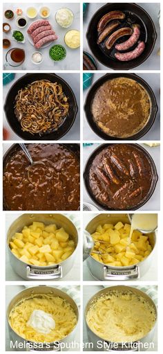 the steps to make an enchilada with meat and potatoes in a skillet