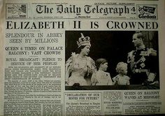 an old newspaper with the queen and prince on it