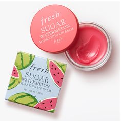 Fresh Sugar Watermelon Hydrating Lip Balm Size: 6g Color : Watermelon Brand New In Box A Juicy, Watermelon-Flavored Lip Balm That Delivers Nonstop 24-Hour Moisture And A Smooth Natural Shine Watermelon Lip Balm, Sugar Lip Balm, Lip Treatments, Hyaluronic Acid Moisturizer, Lip Care Routine, Color Lip Balm, Fresh Makeup, Sweet Lips, Hydrating Lip Balm