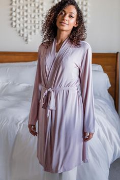 After long days away, slip into the comfort of a Serenity Robe to let it all go. Pair it with your favorite YALA sleepwear for extra snuggly comfort. You deserve it! Long sleeves, open shawl collar, belted wrap front, knee-length. Favorite Pairings: Penelope Nightshirt, Betsy Nightshirt, Cleo Gown Let It All Go, Belted Robe, Silk Outfit, Eco Friendly Clothing, Womens Size Chart, Night Shirt, Shawl Collar, Nightwear, Sustainable Fashion