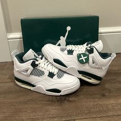 Brand New In Box. White And Green Jordan 4’s, Emerald Green Jordans, Air Jordan 4 Retro Oxidized Green Outfit, Emerald Green Quinceanera Shoes, Oxidized Green Jordan 4 Outfit, Sage Green Jordans, Green Jordan 4’s, Jordan 4 Oxidized Green, Dark Green Jordans