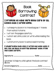 the book borrowing contract for children