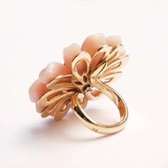 For Sale on 1stDibs - A Christian Dior pink opal and diamond ring designed by Victoire de Castellane. The brilliant-cut diamond stamen cluster centre to carved pink opal petals, Victoire De Castellane, Opal And Diamond Ring, Dior Pink, Diamond Rings Design, Pink Sapphire Ring, Gold Cocktail Ring, Diamond Cocktail Rings, Gold Ring Sets, Heart Pendant Diamond