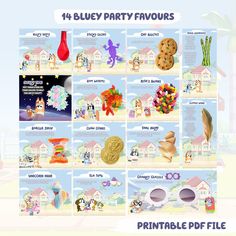 an image of the printable party favors for children's birthdays and baby showers