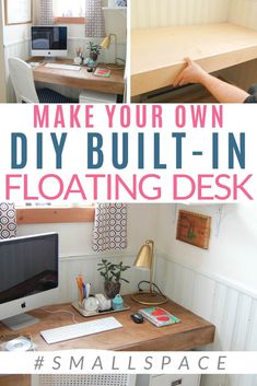 this is an image of how to make your own diy built - in floating desk