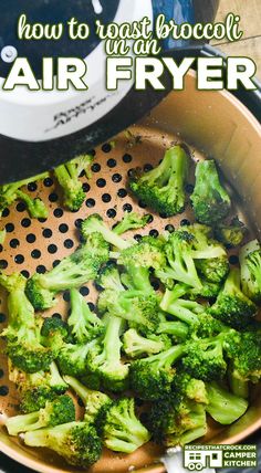 broccoli is being cooked in an air fryer