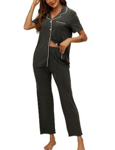 PRICES MAY VARY. Extremely Soft Pajama Set: Nothing like luxurious pajamas after a hard days work and a great shower. Our ZMJ finest temperature-regulating knit fabric drapes and falls in all the right ways, enveloping your body in great comfort Classic 2 Piece PJ Set: Relaxed fitting button down pajama set, not baggy and not clinging to the body. They are so buttery soft, stretchy, and fairly lightweight. Pockets are handy and elastic waistband makes it comfy Daily Loungewear: Enjoy the style a Luxurious Pajamas, Womens Pajamas, Pajamas Sets, Soft Pajamas, Hard Days, Womens Pyjama Sets, Draped Fabric, Pj Sets, Long Pants