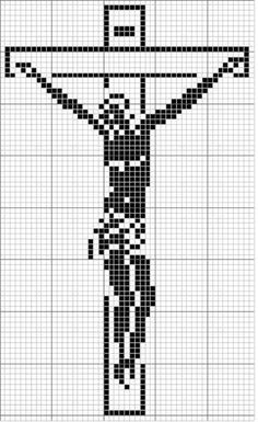 the crucifix is made out of black and white squares