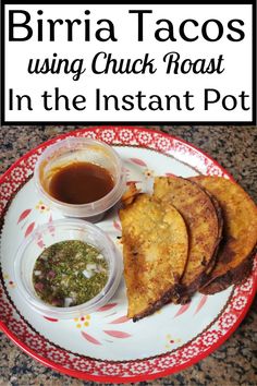 an easy chicken roast burrito in the instant pot with cilantro salsa dipping sauce