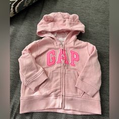 Nwot Gap Size 3-6 Months Gap Zip Up Sweatshirt With Hood. Pink. From A Smoke Free Home. Pink Cotton Hoodie By Gap, Gap Cotton Hooded Top, Gap Long Sleeve Top With Letter Print, Pink Hooded Top For Playtime, Pink Hooded Tops For Playtime, Gap Pink Long Sleeve Hoodie, Pink Gap Sweatshirt For Winter, Gap Pink Winter Hoodie, Pink Gap Tops For Fall