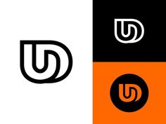 the letter d is made up of two different colors and black, white, and orange